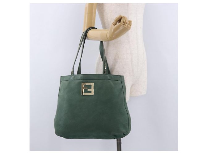 FENDI Hand Bag Leather Green Gold - vista 26