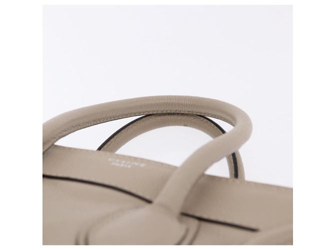 Céline CELINE Luggage Micro Shopper Hand Bag Leather Beige - vista 14