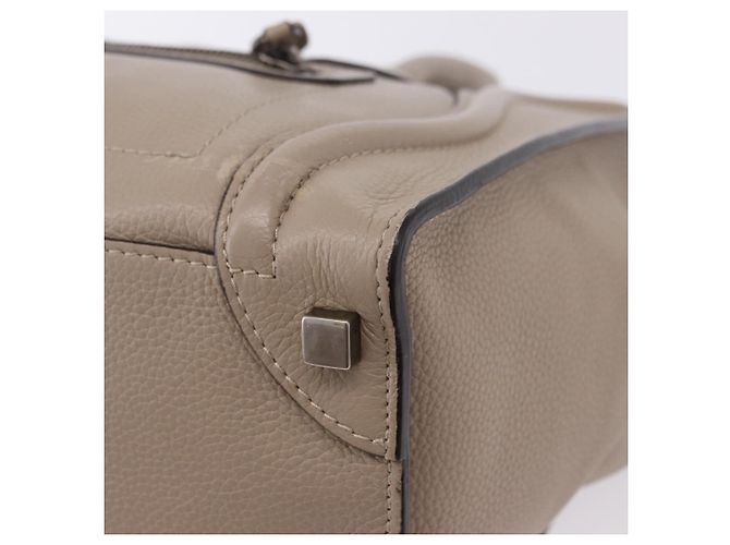 Céline CELINE Luggage Micro Shopper Hand Bag Leather Beige - vista 15