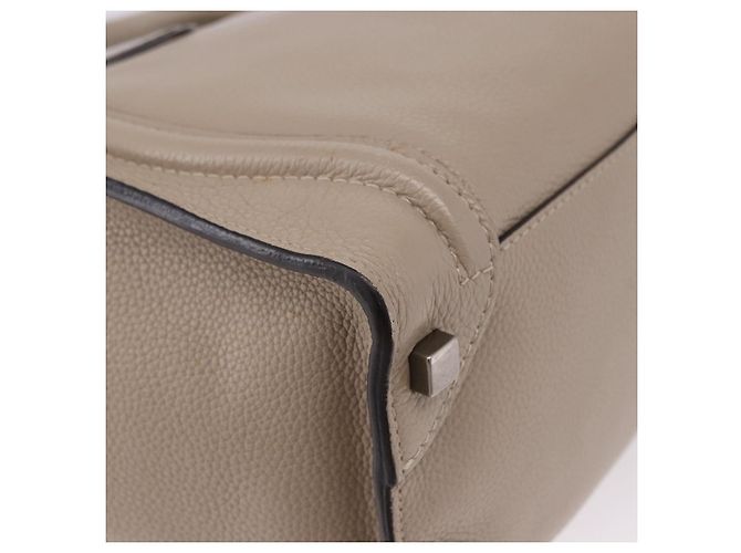 Céline CELINE Luggage Micro Shopper Hand Bag Leather Beige - vista 16