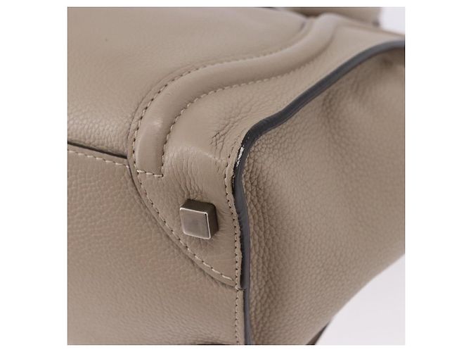 Céline CELINE Luggage Micro Shopper Hand Bag Leather Beige - vista 17