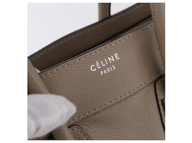 Céline CELINE Luggage Micro Shopper Hand Bag Leather Beige - vista 18
