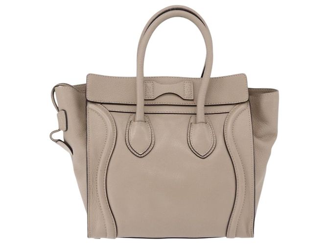 Céline CELINE Luggage Micro Shopper Hand Bag Leather Beige - vista 2