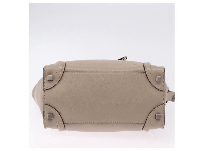Céline CELINE Luggage Micro Shopper Hand Bag Leather Beige - vista 5