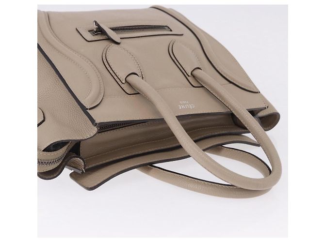 Céline CELINE Luggage Micro Shopper Hand Bag Leather Beige - vista 6