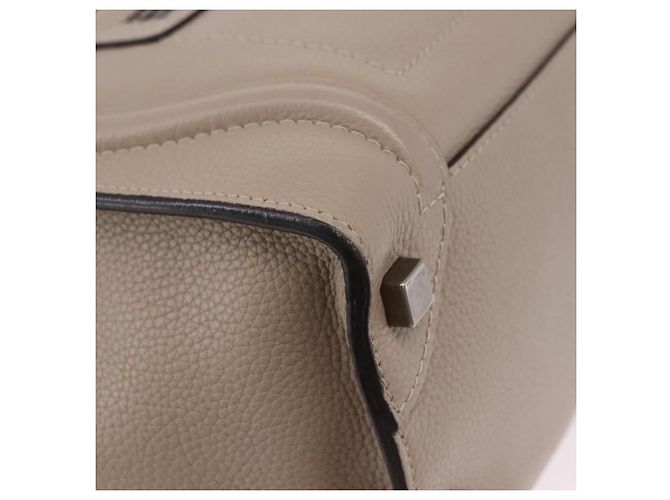 Céline CELINE Luggage Micro Shopper Hand Bag Leather Beige - vista 8