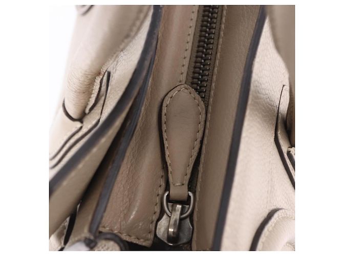 Céline CELINE Luggage Micro Shopper Hand Bag Leather Beige - vista 9