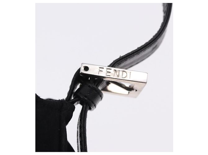 Bolso de hombro FENDI Mamma Baguette en jersey de algodón, negro y plata, auténtico 193880 - vista 15