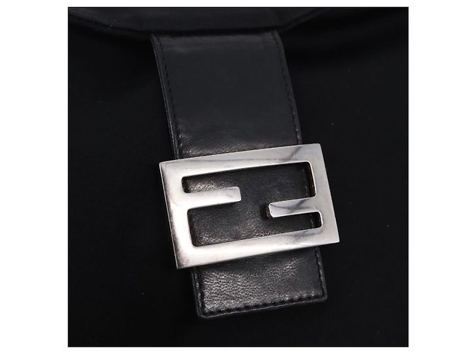 Bolso de hombro FENDI Mamma Baguette en jersey de algodón, negro y plata, auténtico 193880 - vista 16
