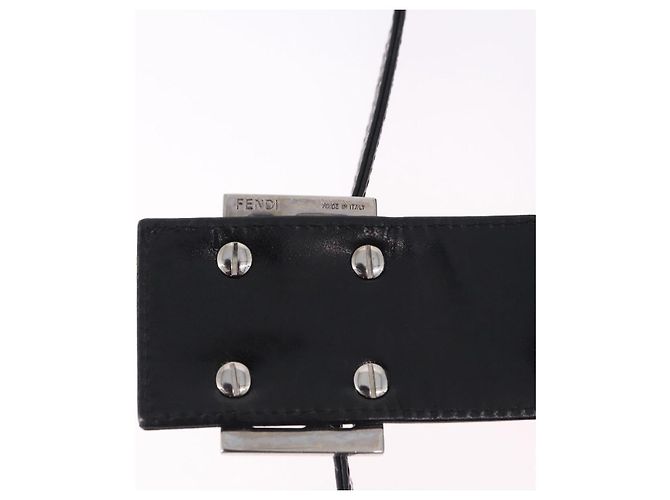 Bolso de hombro FENDI Mamma Baguette en jersey de algodón, negro y plata, auténtico 193880 - vista 17