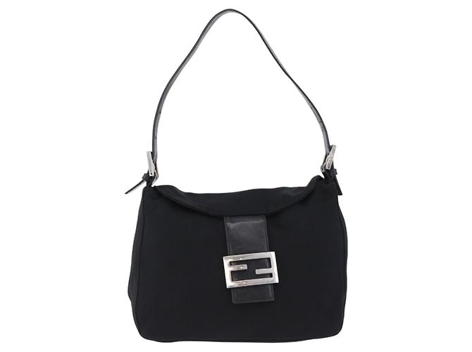 Bolso de hombro FENDI Mamma Baguette en jersey de algodón, negro y plata, auténtico 193880 - vista 2