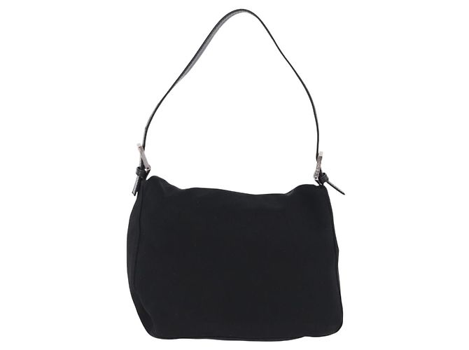 Bolso de hombro FENDI Mamma Baguette en jersey de algodón, negro y plata, auténtico 193880 - vista 3