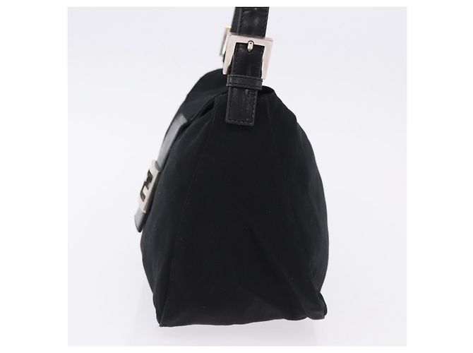 Bolso de hombro FENDI Mamma Baguette en jersey de algodón, negro y plata, auténtico 193880 - vista 4