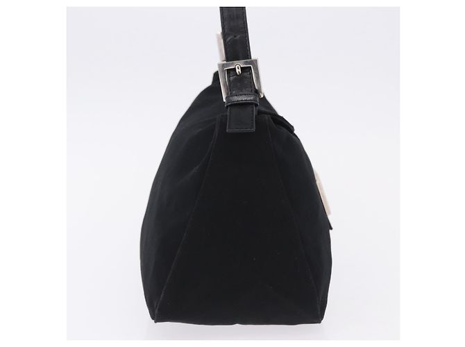 Bolso de hombro FENDI Mamma Baguette en jersey de algodón, negro y plata, auténtico 193880 - vista 5