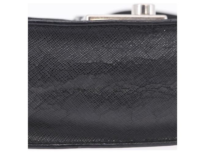 Borsa a tracolla PRADA con catena, in pelle safiano, nera e argento, autentica ka5415 - vista 11