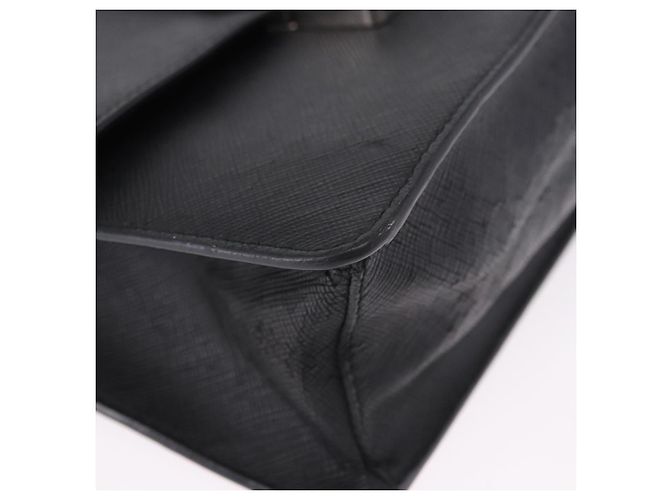 Borsa a tracolla PRADA con catena, in pelle safiano, nera e argento, autentica ka5415 - vista 12