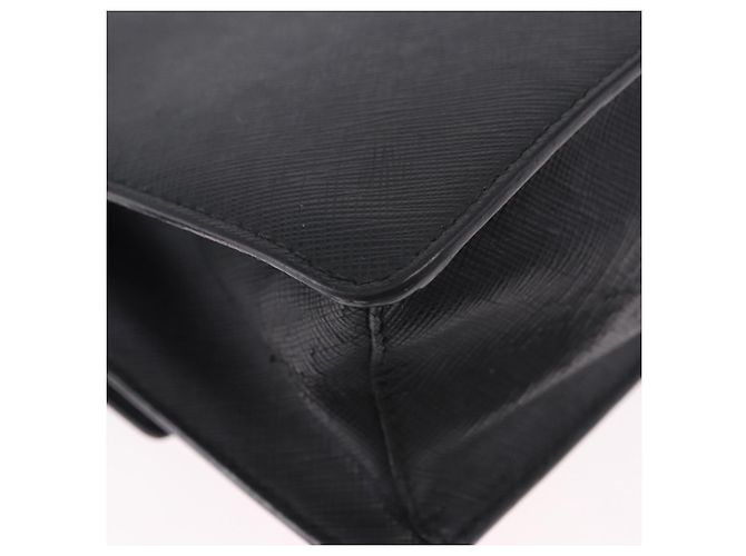Borsa a tracolla PRADA con catena, in pelle safiano, nera e argento, autentica ka5415 - vista 14