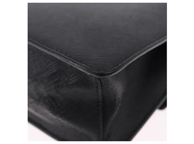 Borsa a tracolla PRADA con catena, in pelle safiano, nera e argento, autentica ka5415 - vista 15