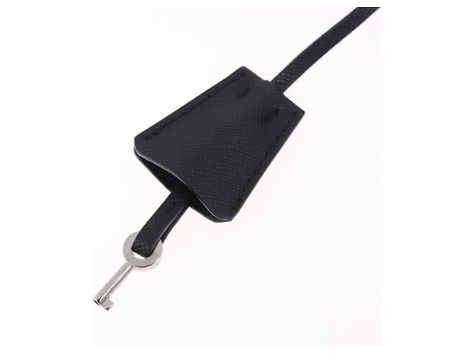 Borsa a tracolla PRADA con catena, in pelle safiano, nera e argento, autentica ka5415 - vista 16