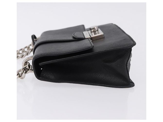 Borsa a tracolla PRADA con catena, in pelle safiano, nera e argento, autentica ka5415 - vista 5