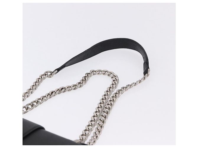 Borsa a tracolla PRADA con catena, in pelle safiano, nera e argento, autentica ka5415 - vista 8