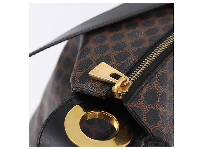 Céline CELINE Borsa a tracolla circolare in tela Macadam PVC nera e oro, codice articolo am12198V - vista 15