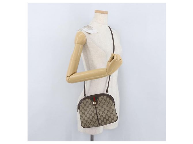 Borsa GUCCI GG Supreme Web Sherry Line in PVC beige e oro 904 02 047 autentica BSZ679 - vista 23