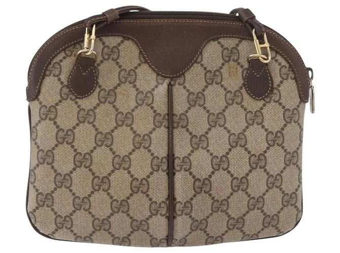 Borsa GUCCI GG Supreme Web Sherry Line in PVC beige e oro 904 02 047 autentica BSZ679 - vista 3