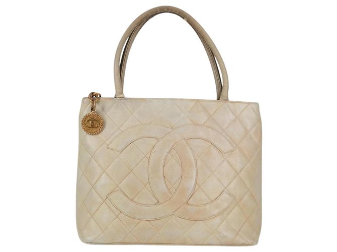 CHANEL Tote-Bag aus beigem Lammleder mit CC-Logo, authentisch bs12535 - Ansicht 2