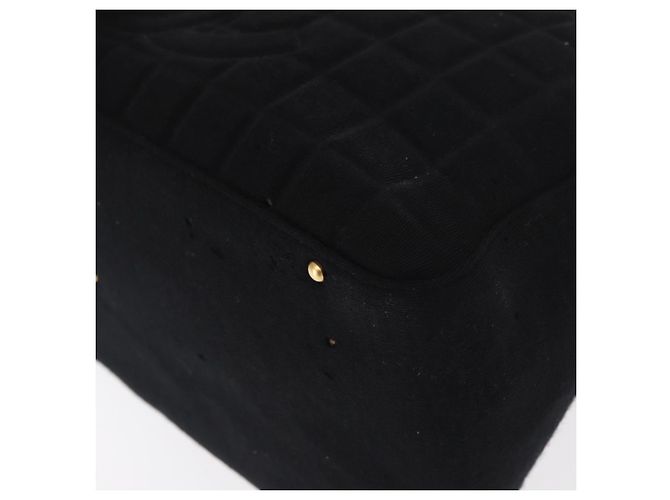 Borsa a mano CHANEL Choco Bar in cotone nero oro CC autentica ka339 - vista 15