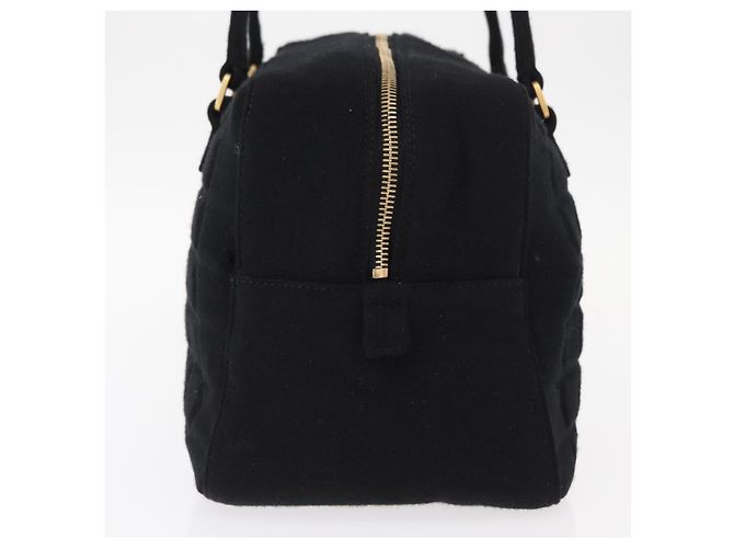 Borsa a mano CHANEL Choco Bar in cotone nero oro CC autentica ka339 - vista 3