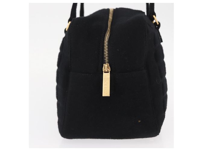 Borsa a mano CHANEL Choco Bar in cotone nero oro CC autentica ka339 - vista 4