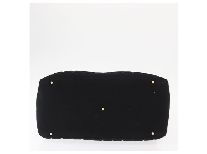 Borsa a mano CHANEL Choco Bar in cotone nero oro CC autentica ka339 - vista 6