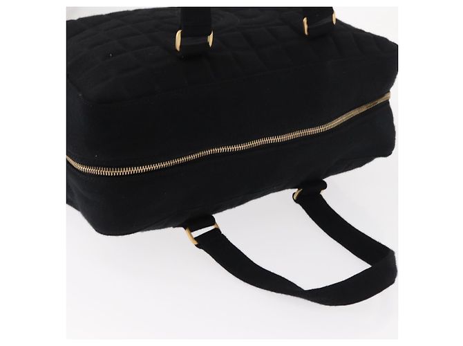 Borsa a mano CHANEL Choco Bar in cotone nero oro CC autentica ka339 - vista 8