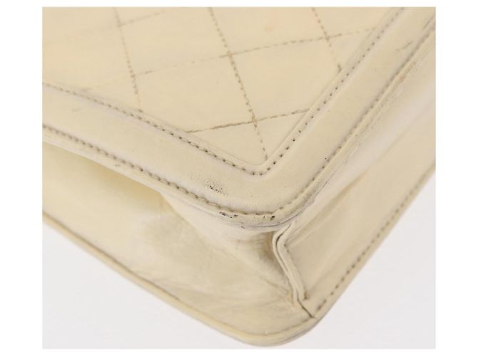 Borsa a tracolla CHANEL Matelassé con catena, in pelle di agnello beige e oro, con logo CC, 152441 - vista 15