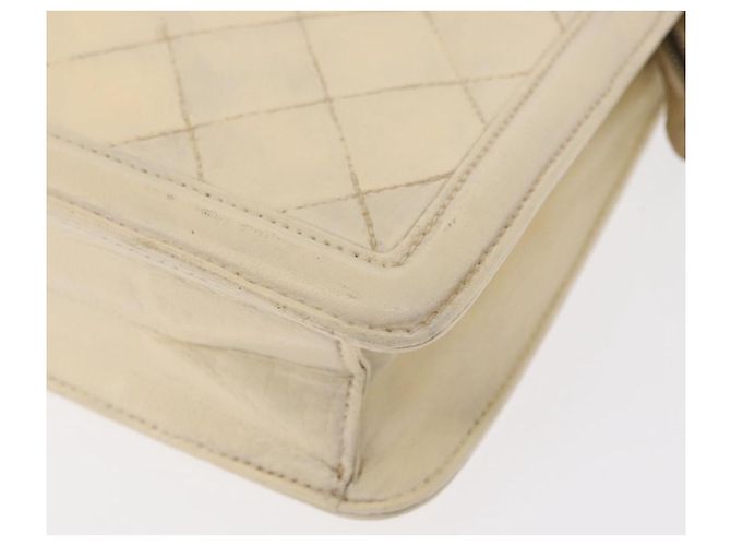 Borsa a tracolla CHANEL Matelassé con catena, in pelle di agnello beige e oro, con logo CC, 152441 - vista 16