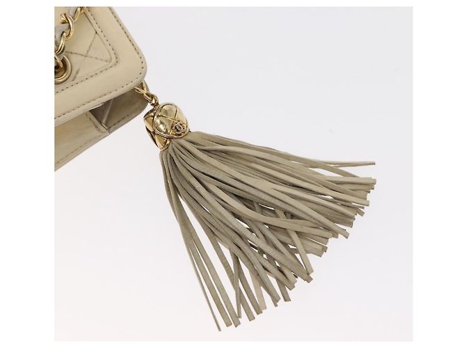 Borsa a tracolla CHANEL Matelassé con catena, in pelle di agnello beige e oro, con logo CC, 152441 - vista 19