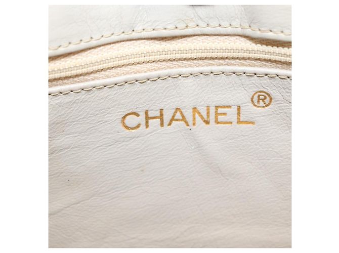 Borsa a tracolla CHANEL Matelassé con catena, in pelle di agnello beige e oro, con logo CC, 152441 - vista 20