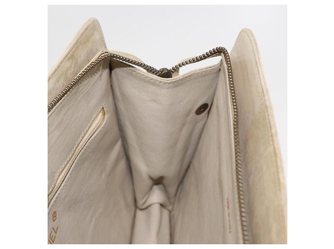 Borsa a tracolla CHANEL Matelassé con catena, in pelle di agnello beige e oro, con logo CC, 152441 - vista 21