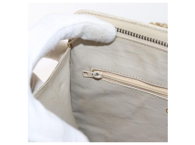 Borsa a tracolla CHANEL Matelassé con catena, in pelle di agnello beige e oro, con logo CC, 152441 - vista 23