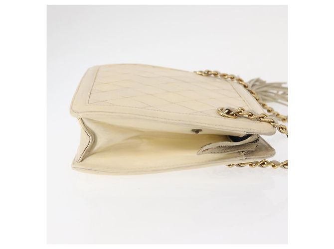 Borsa a tracolla CHANEL Matelassé con catena, in pelle di agnello beige e oro, con logo CC, 152441 - vista 3