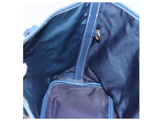Borsa a mano PRADA in vinile 2way blu e oro, autentica 193975 - vista 19