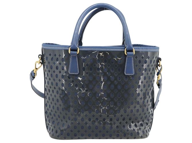 Borsa a mano PRADA in vinile 2way blu e oro, autentica 193975 - vista 3