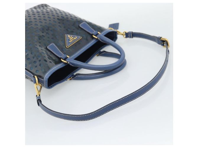 Borsa a mano PRADA in vinile 2way blu e oro, autentica 193975 - vista 9