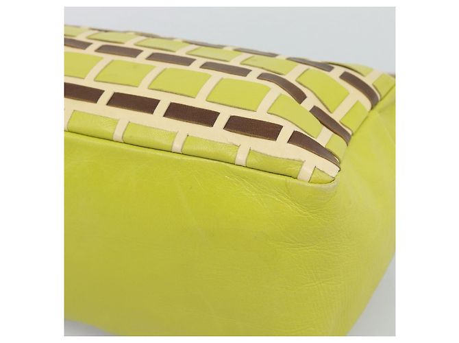Borsa a tracolla Miu Miu in pelle verde lime e oro, autentica BA14150 - vista 10