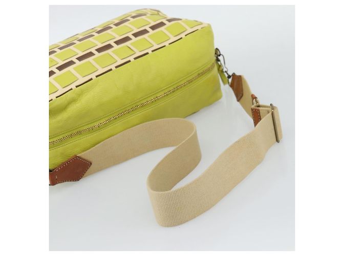 Borsa a tracolla Miu Miu in pelle verde lime e oro, autentica BA14150 - vista 7