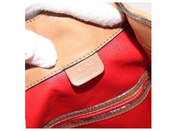 Céline Borsa a tracolla CELINE in pelle beige e oro, autentica 194005 - vista 15