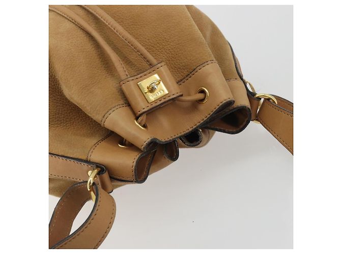 Céline Borsa a tracolla CELINE in pelle beige e oro, autentica 194005 - vista 6