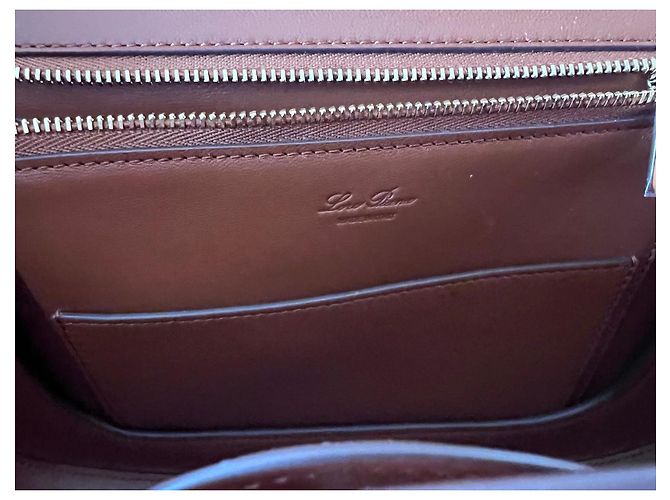 Loro Piana Borsa a Tracolla in Pelle di Struzzo Marrone - vista 9