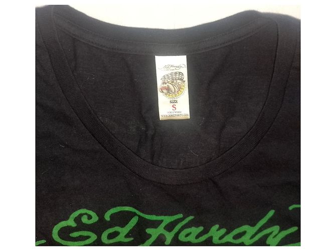 Autre Marque Ed Hardy by Christian Audigier Top Maniche Lunghe Strass Pantera Nero - vista 2